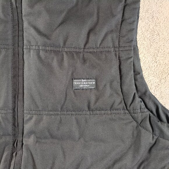 Travis Mathew Men’s L Quilted Full Zip Vest Black Performance Golf Casual - Picture 6 of 9